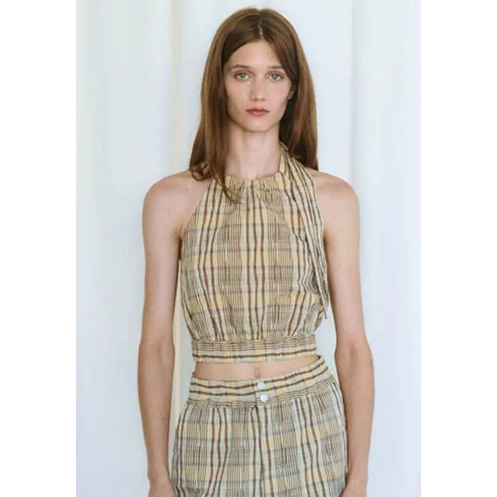 Mango MNG Set Size Small Shorts & Halter Top The Jollie Elastic Waist & Hem
